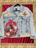 Vintage Mouse Anniversary Fringe Denim Statement Jacket – Large