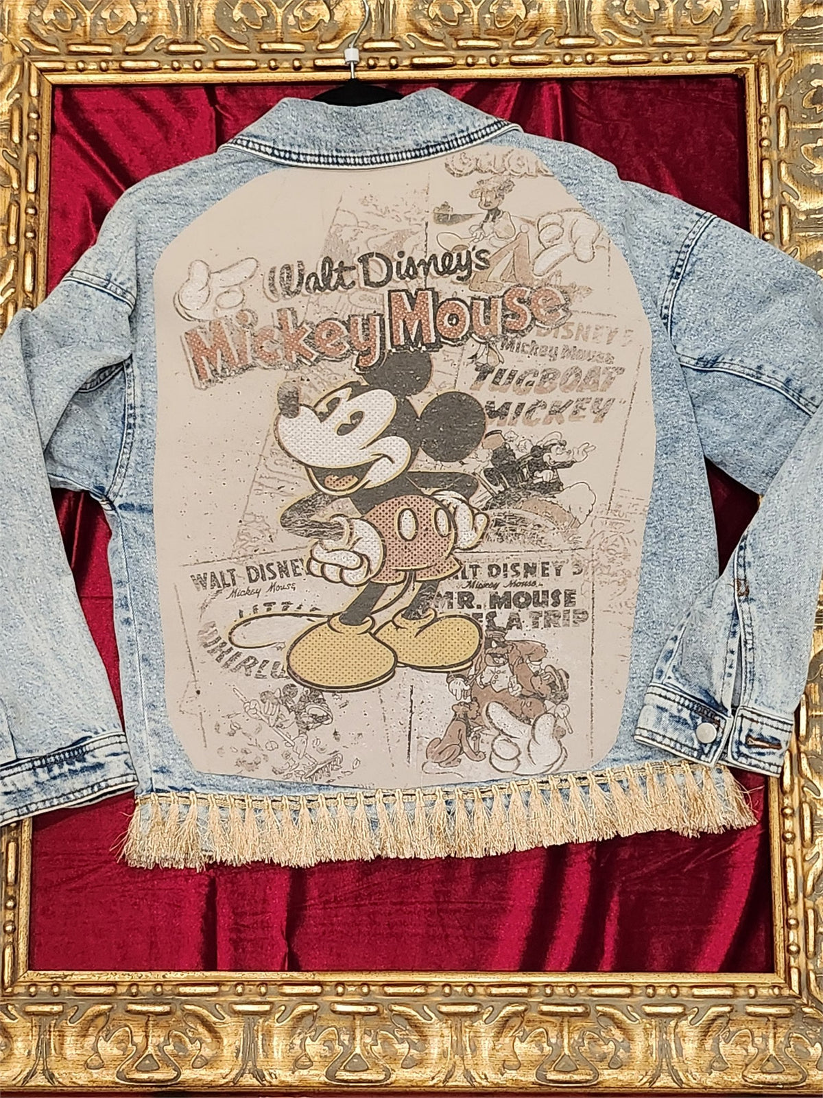 Vintage Mouse Anniversary Fringe Denim Statement Jacket – Large - additional view