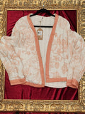 Peach Garden Bird Handmade Jacket – Soft Botanical Statement Layer – Size L