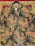 Handmade Floral Brocade Mid-Thigh Jacket with Grey Trim – Size L
