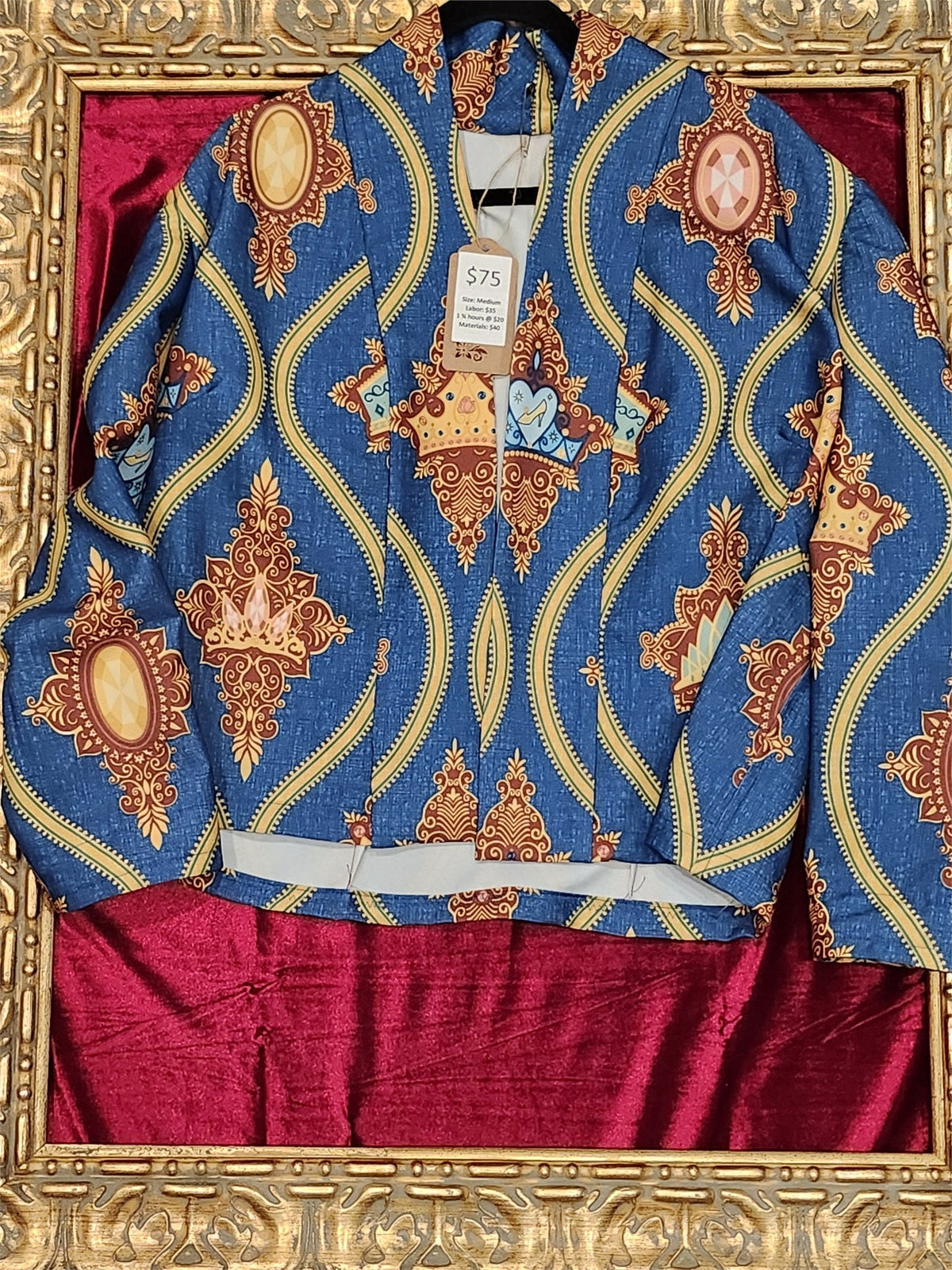 Handmade Blue Princess Jewels & Crowns Lightweight Jacket – Size M