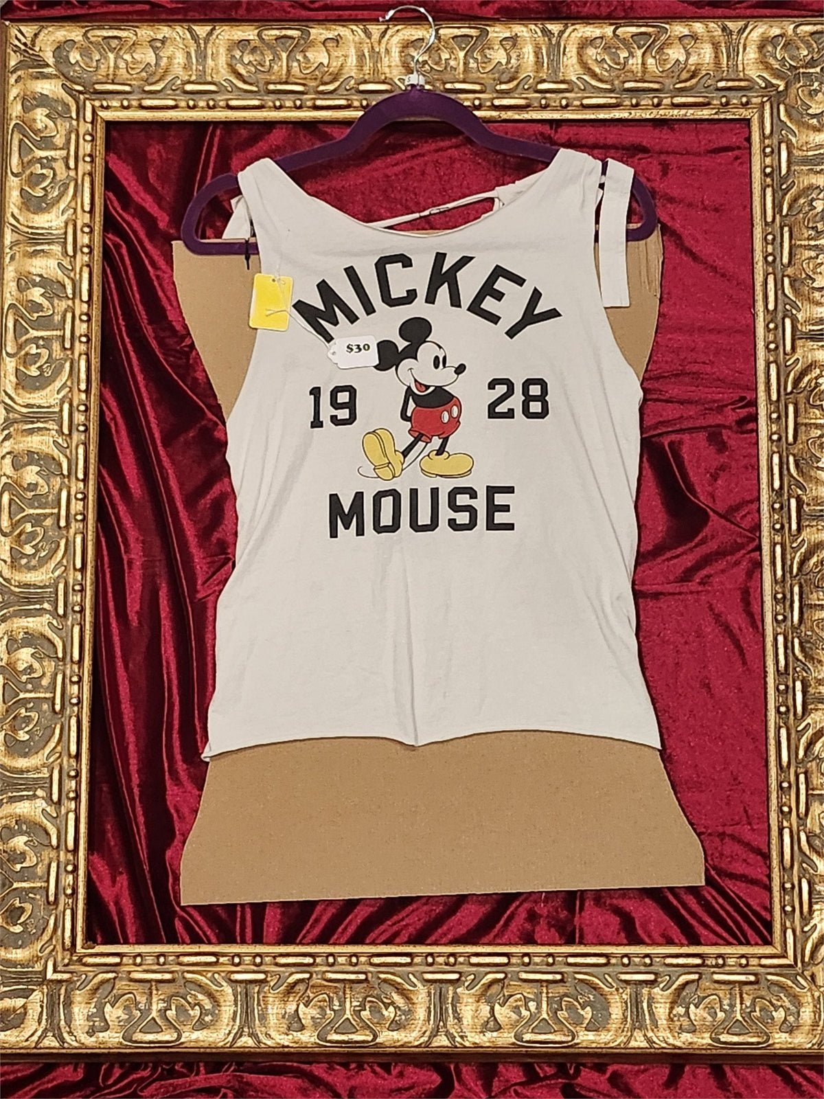 Mickey Mouse Upcycled Cutout Tank Top – Women’s Small – One of a Kind