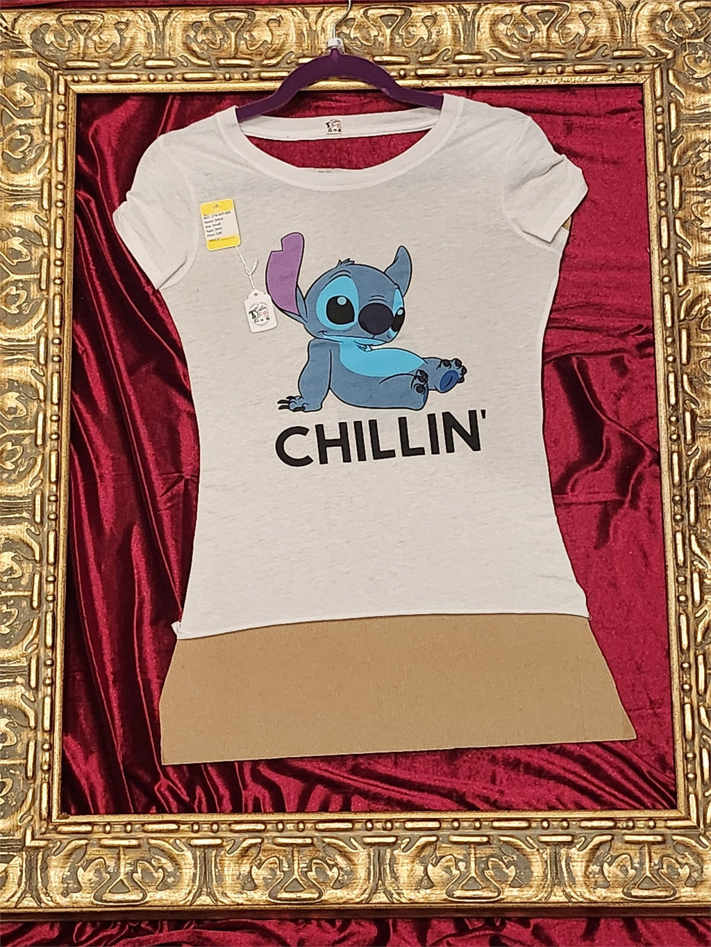 Stitch Just Chillin Upcycled Cutout Shirt – Women’s Small – One of a Kind