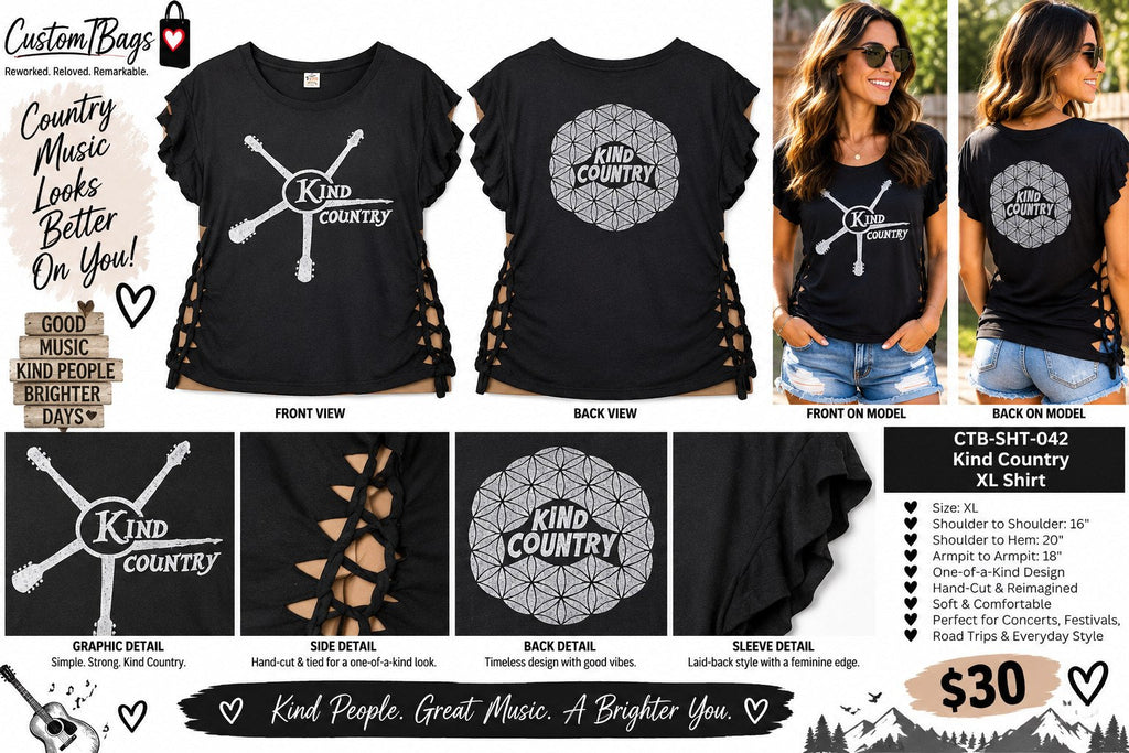 One-of-a-Kind Reworked Kind Country Shirt – XL - details and styling