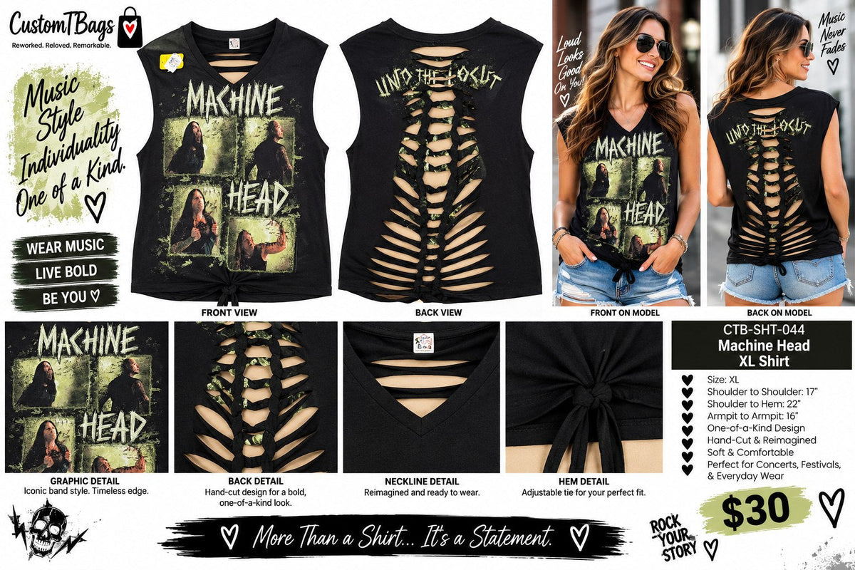 One-of-a-Kind Reworked Machine Head Shirt – XL - details and styling