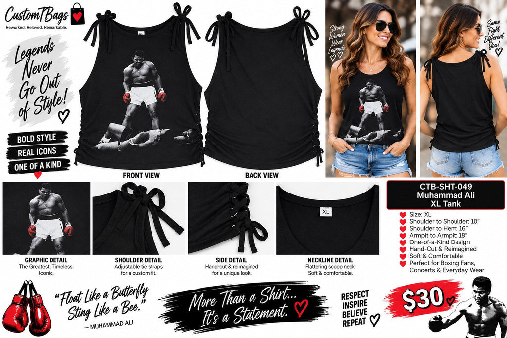 One-of-a-Kind Reworked Muhammad Ali Tank – XL - details and styling