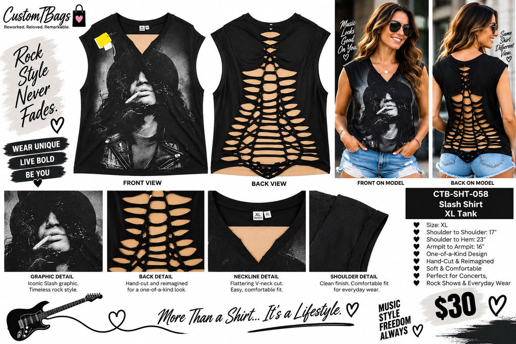Slash Shirt – Upcycled One-of-a-Kind Women’s XL Reworked Shirt - details and styling