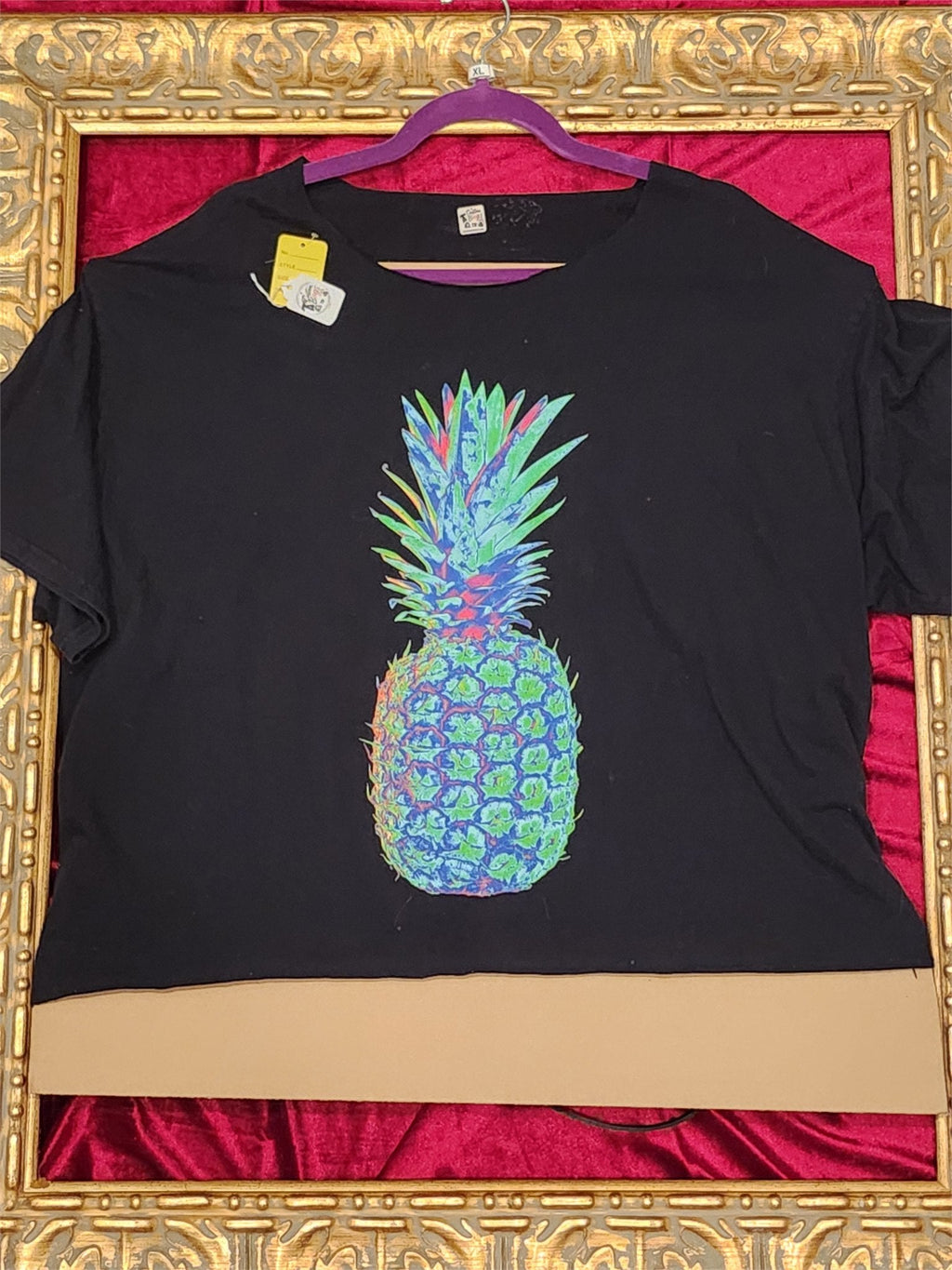 Neon Pineapple Shirt – Upcycled One-of-a-Kind Women’s XL Reworked Shirt