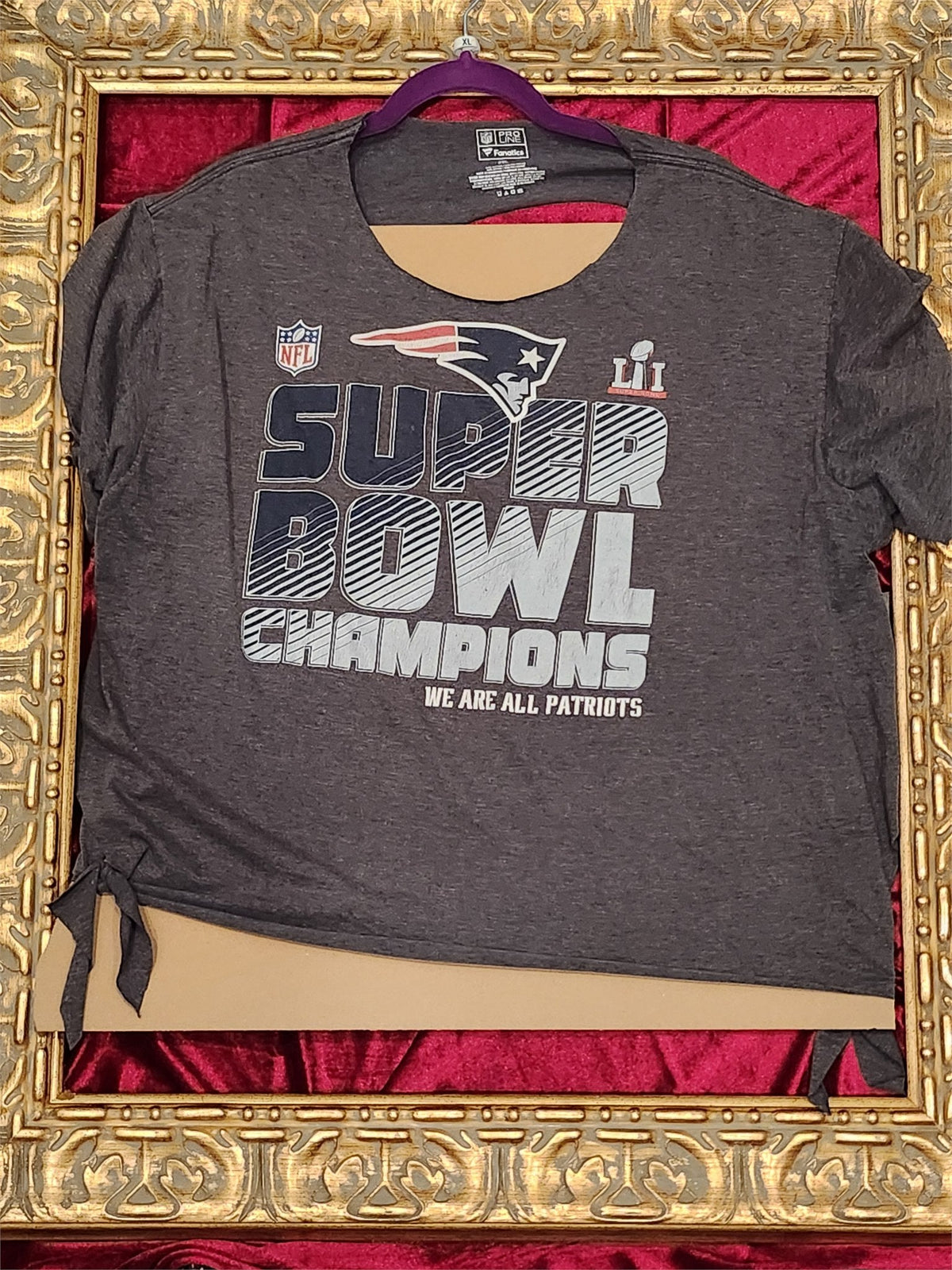 Patriots Super Bowl Shirt – Upcycled One-of-a-Kind Women’s XL Reworked Shirt