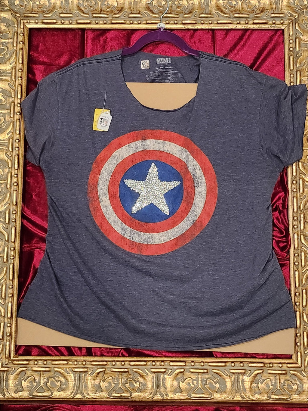 Captain America Shirt – Upcycled One-of-a-Kind Women’s XL Reworked Shirt