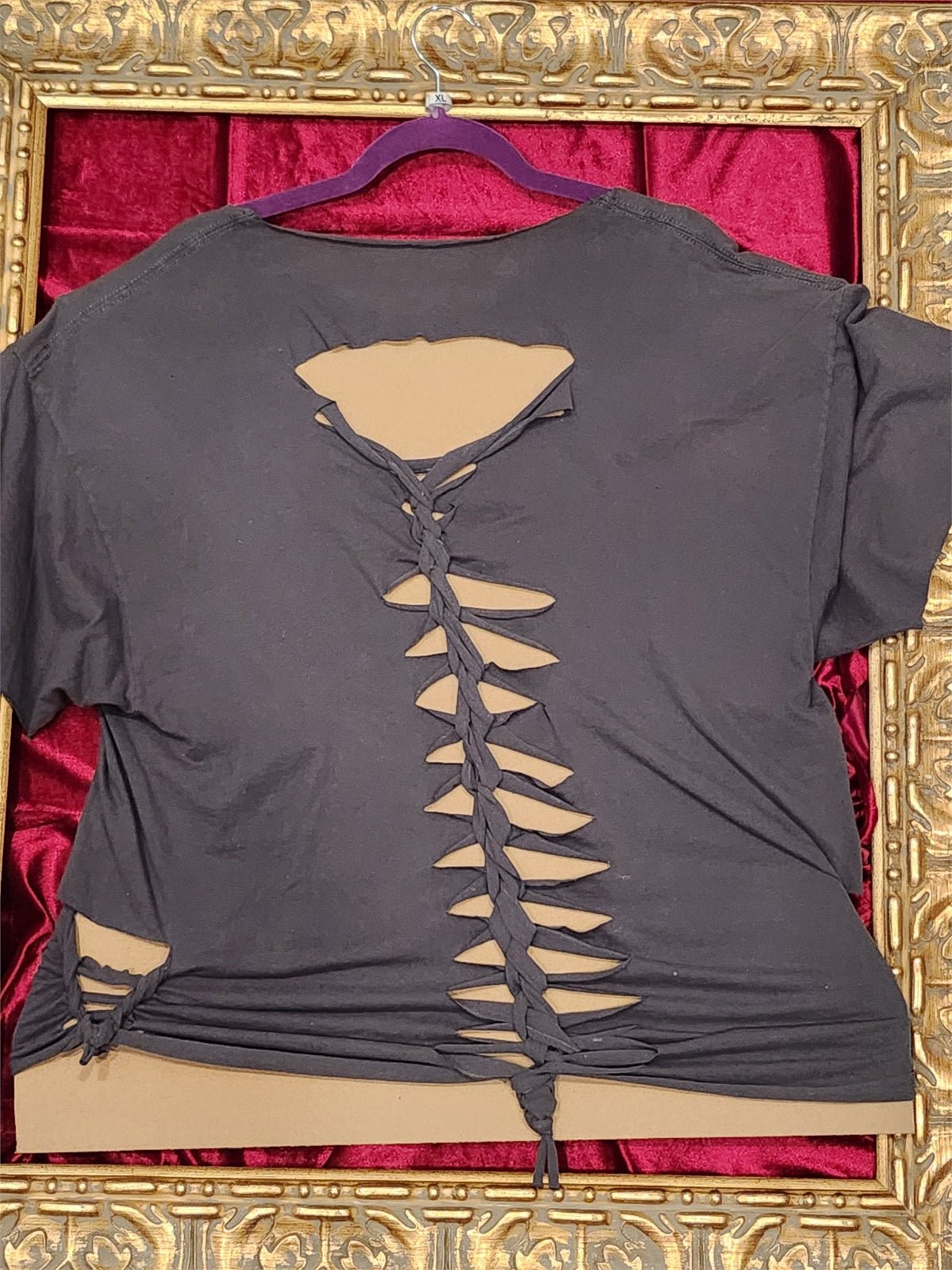 Praying Hands Shirt – Upcycled One-of-a-Kind Women’s XL Reworked Shirt - additional view