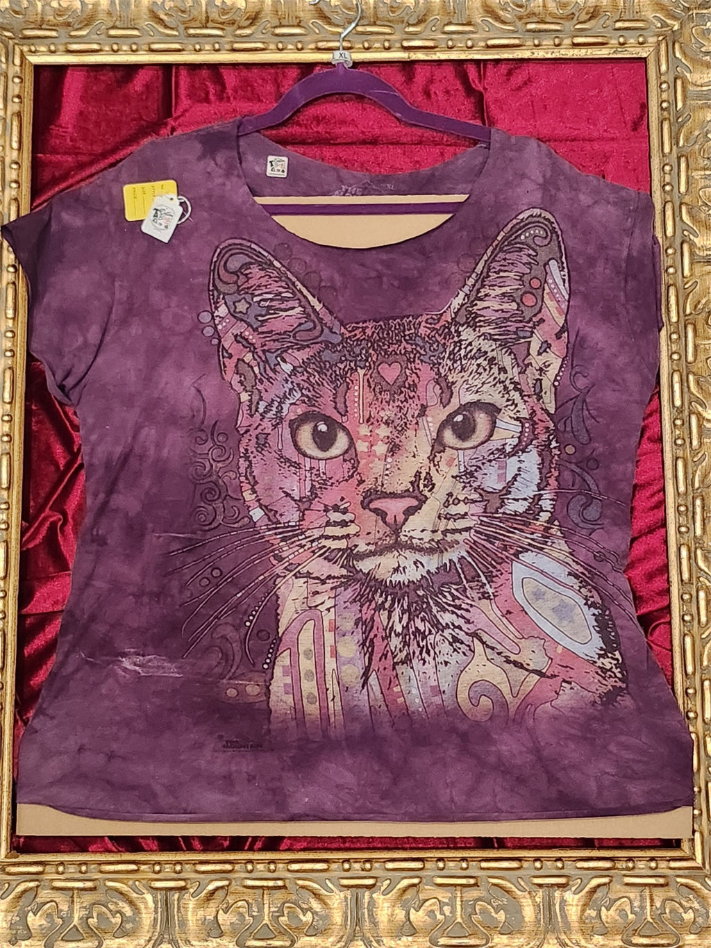 Purple Cat Shirt – Upcycled One-of-a-Kind Women’s XL Reworked Shirt