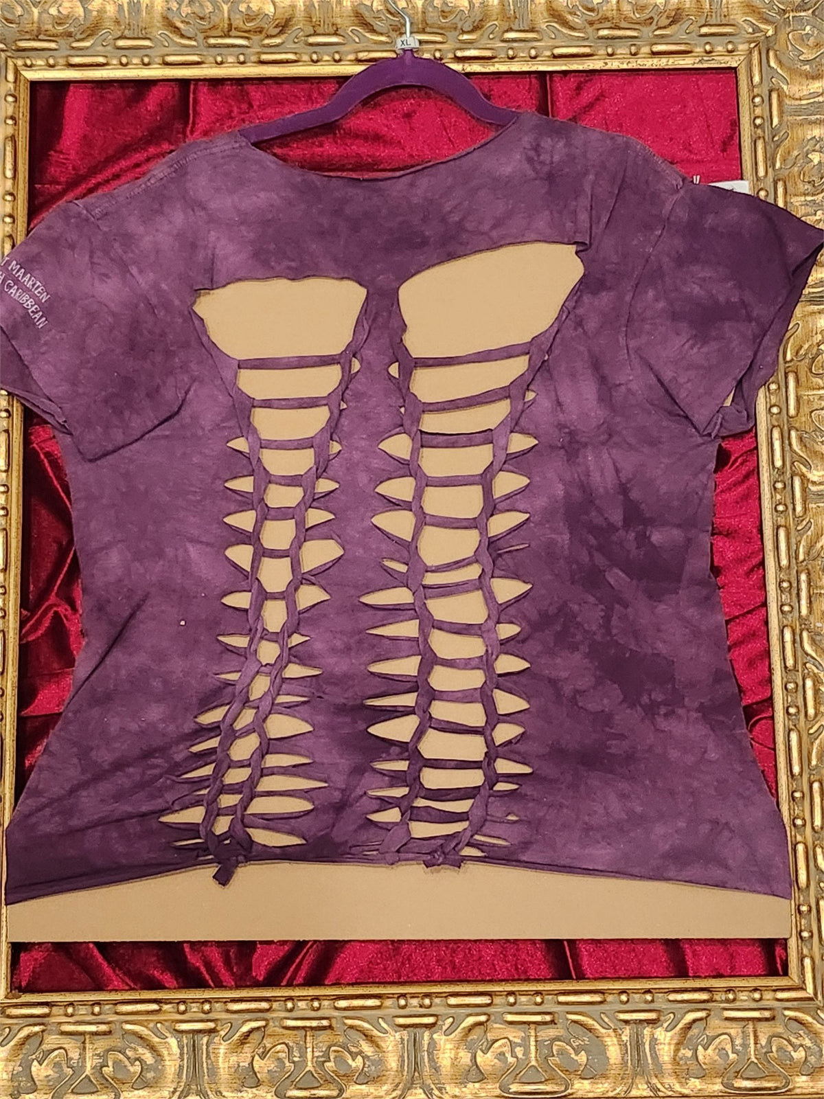 Purple Cat Shirt – Upcycled One-of-a-Kind Women’s XL Reworked Shirt - additional view