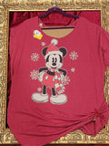 Mickey Mouse Christmas Shirt – Upcycled One-of-a-Kind Women’s XL Reworked Shirt