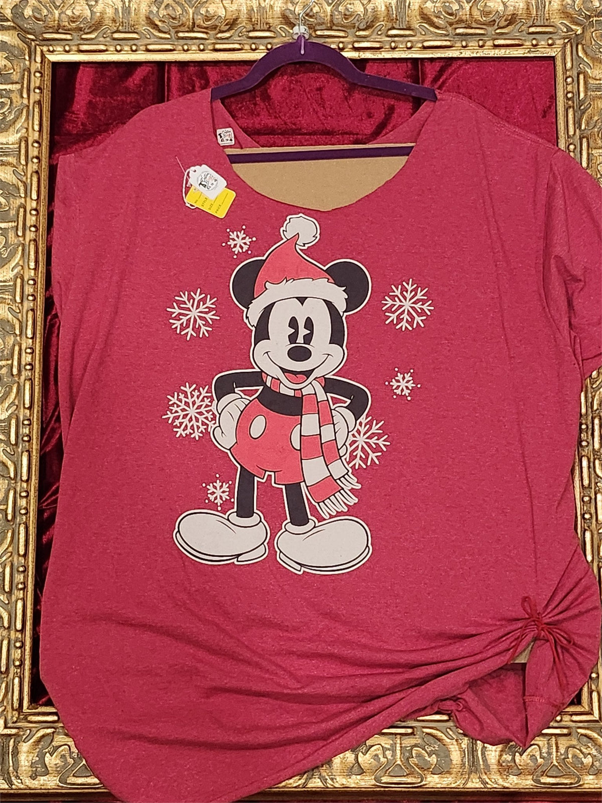 Mickey Mouse Christmas Shirt – Upcycled One-of-a-Kind Women’s XL Reworked Shirt