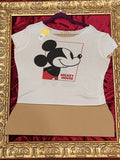 Mickey Mouse White Crop Shirt – Upcycled One-of-a-Kind Women’s XL Reworked Shirt