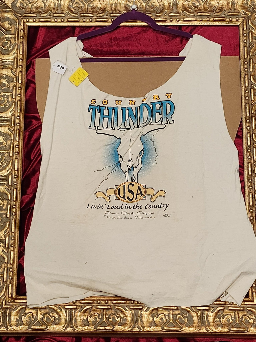 Country Thunder Tank – Upcycled One-of-a-Kind Women’s XL Reworked Tank