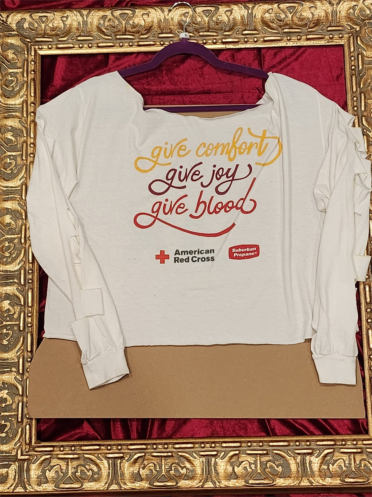 Give Blood Shirt – Upcycled One-of-a-Kind Women’s XL Reworked Shirt