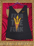 ASU Fear the Fork Rhinestone Cutout Tank – One-of-a-Kind Women’s Large Reworked Top