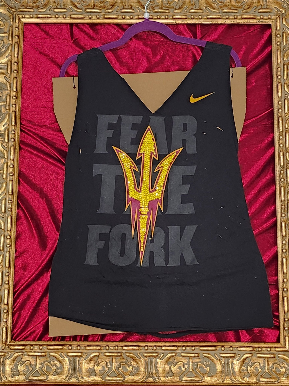 ASU Fear the Fork Rhinestone Cutout Tank – One-of-a-Kind Women’s Large Reworked Top