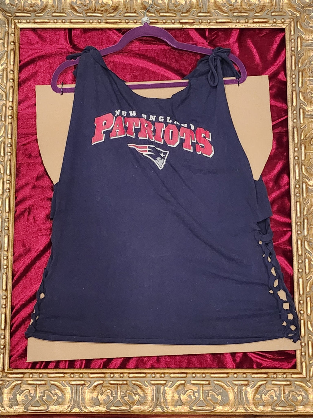 New England Patriots Lace-Up Side Tank – One-of-a-Kind Women’s Large Reworked Top