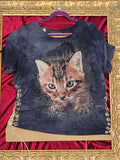 Pounce Cat Lace-Up Side Shirt – One-of-a-Kind Women’s Large Reworked Tee