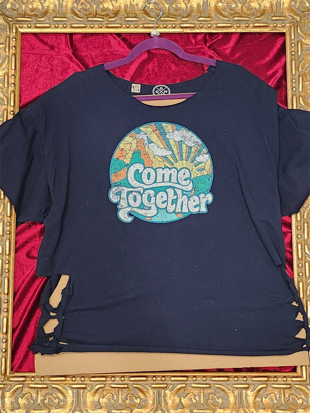 Come Together Side-Cut Shirt – One-of-a-Kind Women’s Large Reworked Tee