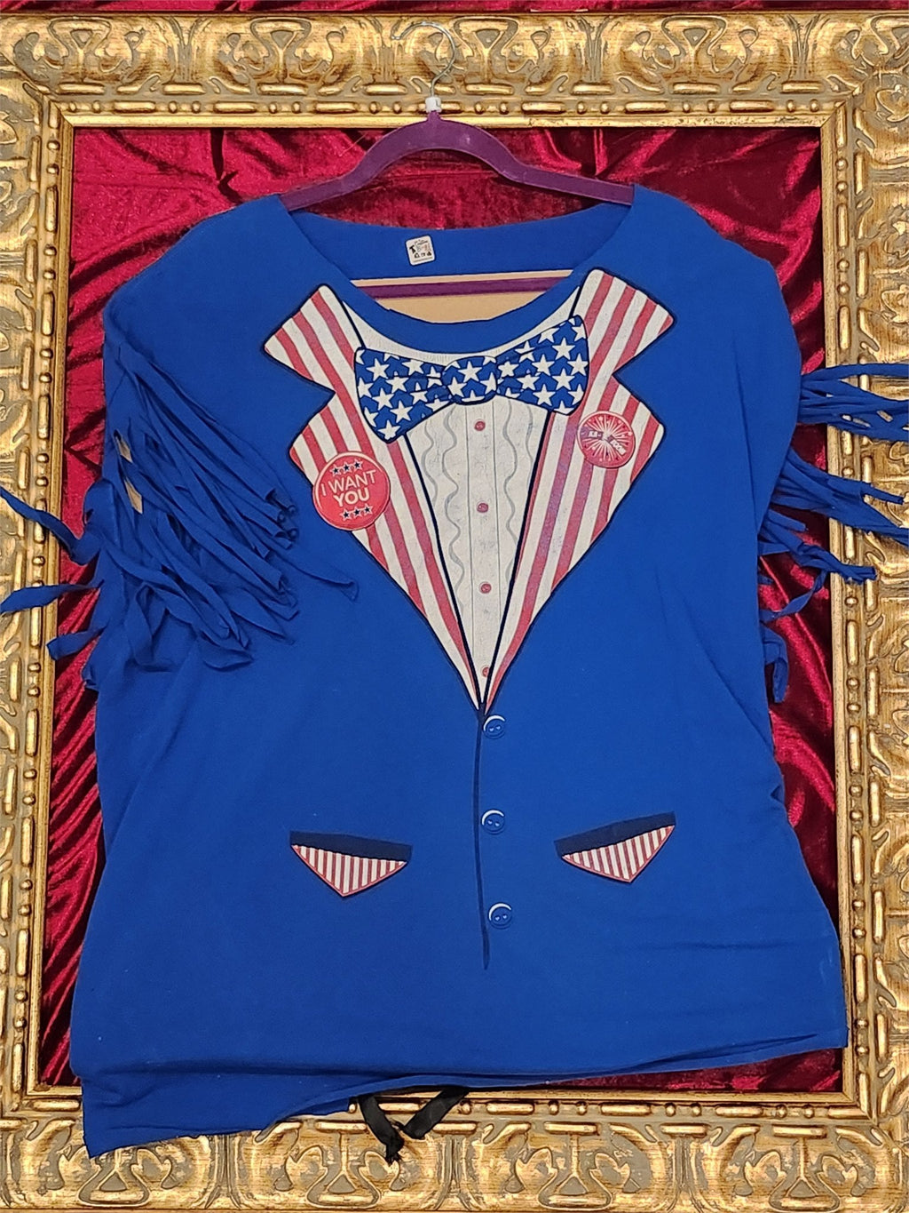 One-of-a-Kind July 4th Uncle Sam Upcycled Shirt – Women’s Large
