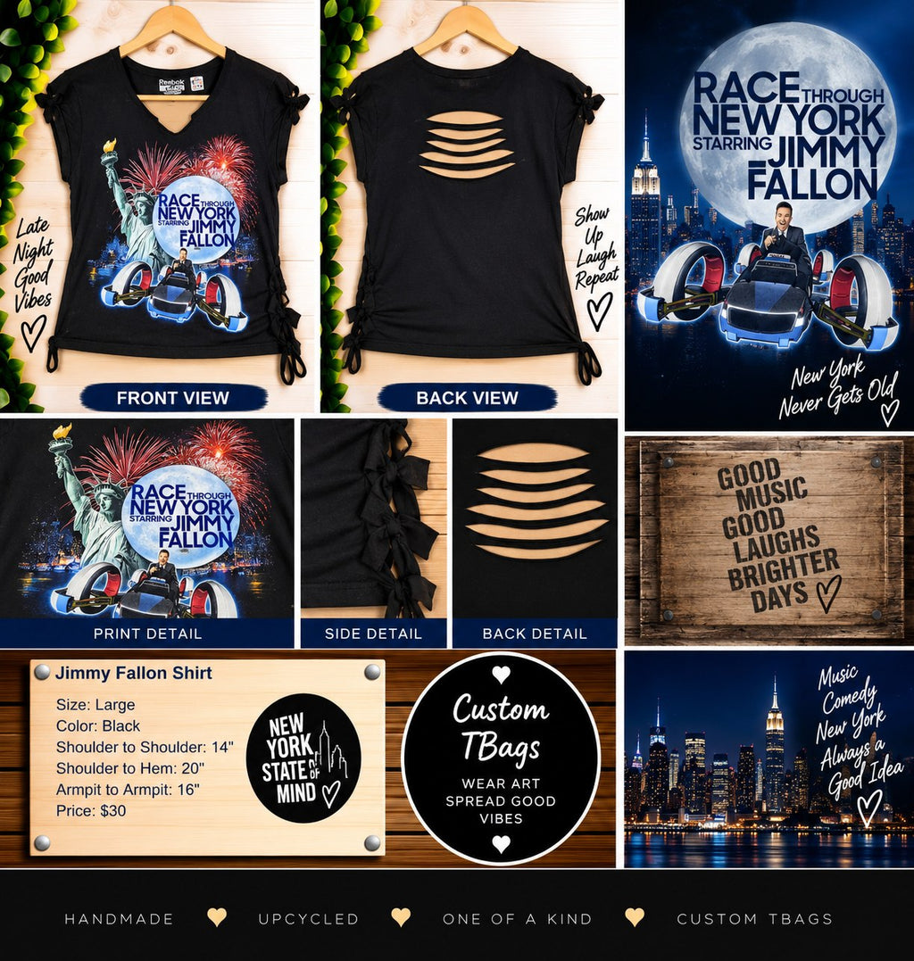 One-of-a-Kind Jimmy Fallon Upcycled Shirt – Women’s Large - details and styling