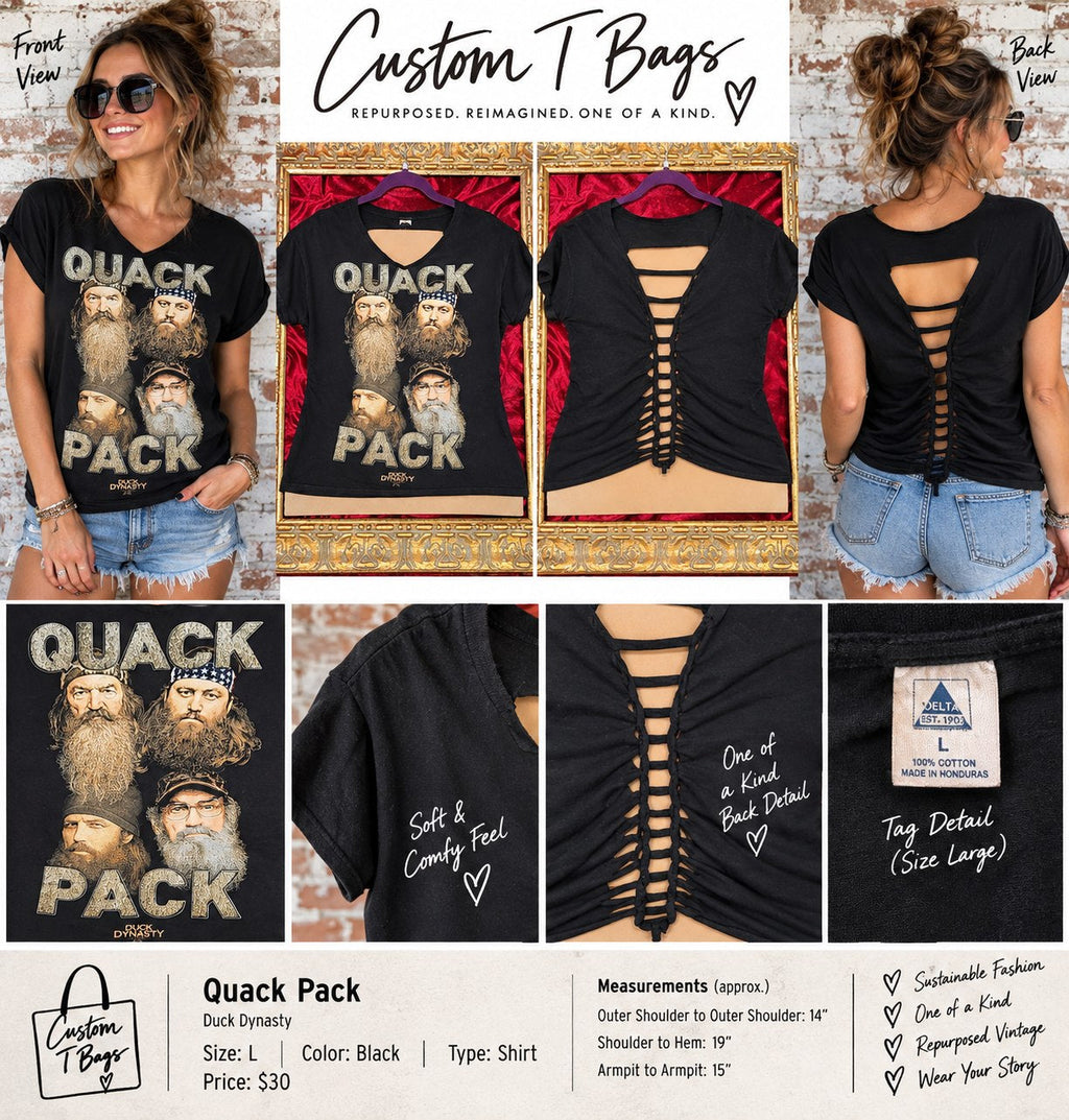 One-of-a-Kind Quack Pack Upcycled Shirt – Women’s Large - details and styling