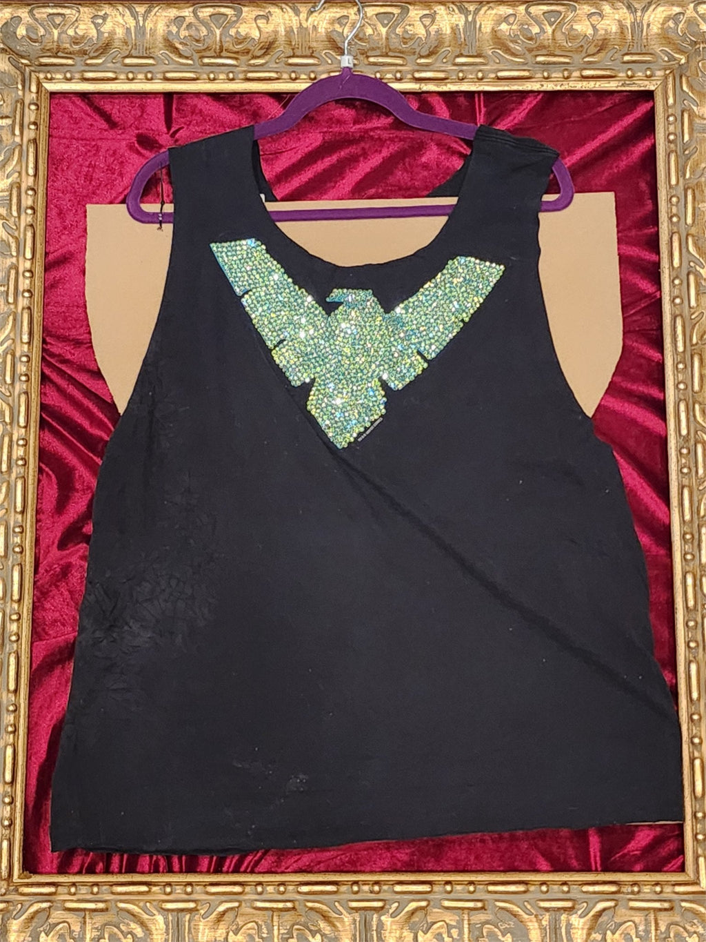 One-of-a-Kind Wonder Woman Rhinestones Upcycled Tank – Women’s Large