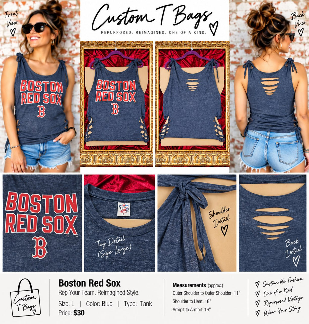 One-of-a-Kind Boston Red Sox Upcycled Tank – Women’s Large - details and styling