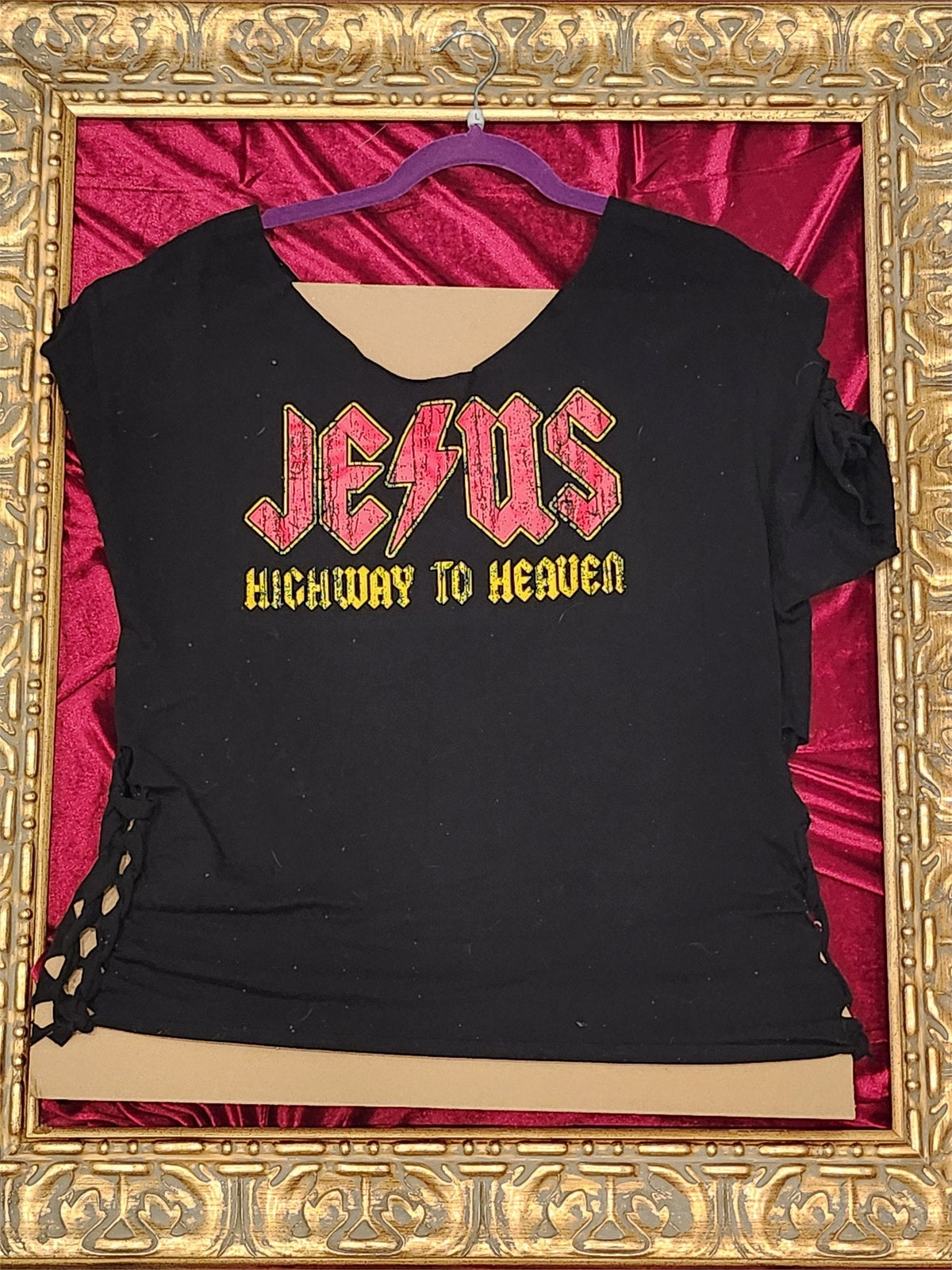 One-of-a-Kind Jesus Highway to Heaven Upcycled Shirt – Women’s Large