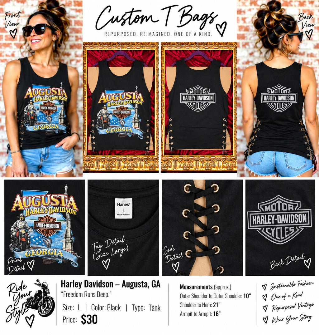 One-of-a-Kind Harley Davidson Reworked Tank – Women’s Large - details and styling
