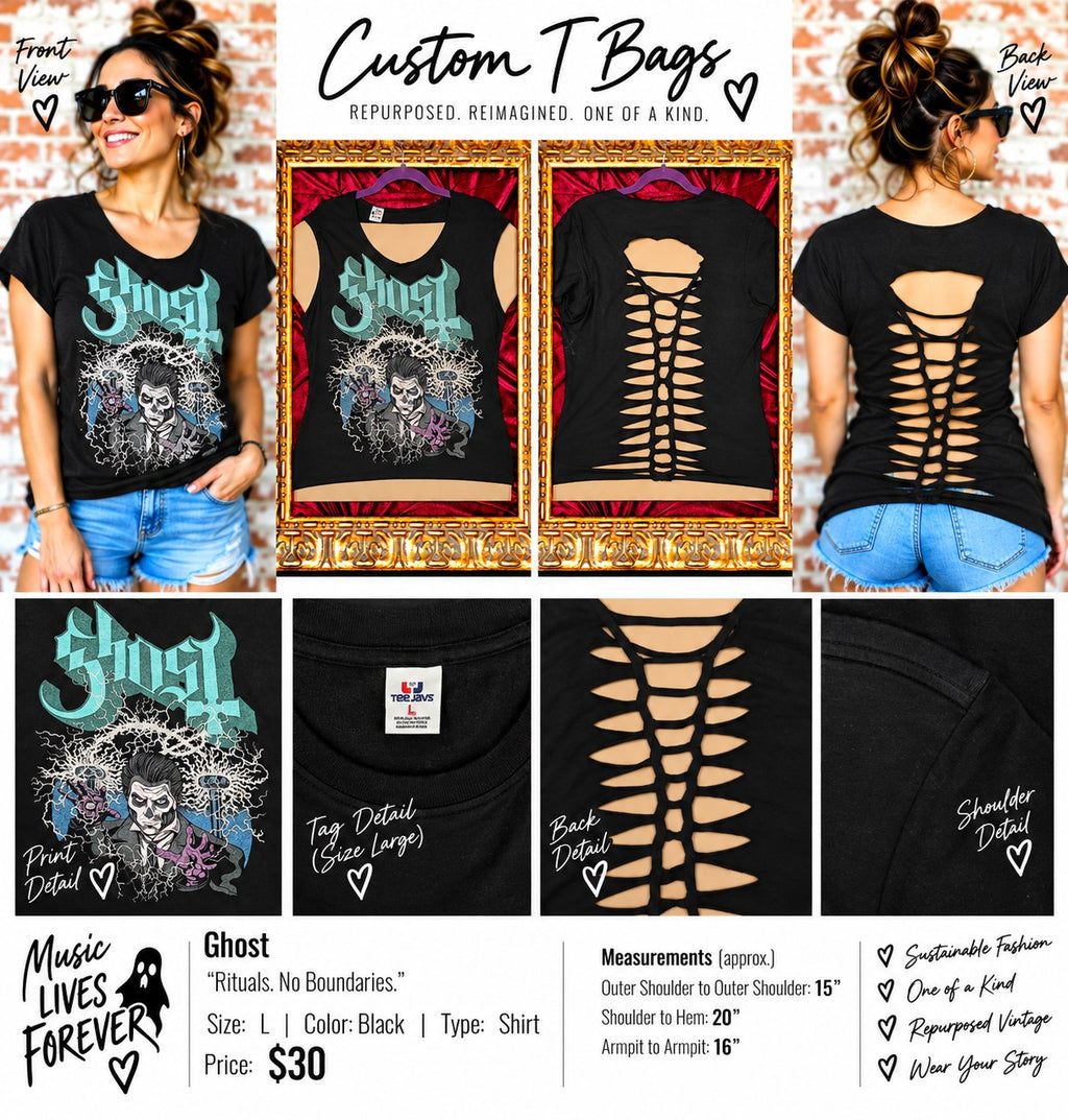 One-of-a-Kind Ghost Reworked Shirt – Women’s Large - details and styling