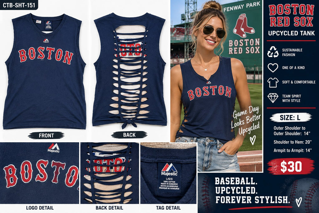 One-of-a-Kind Boston Red Sox Reworked Tank – Women’s Large - details and styling