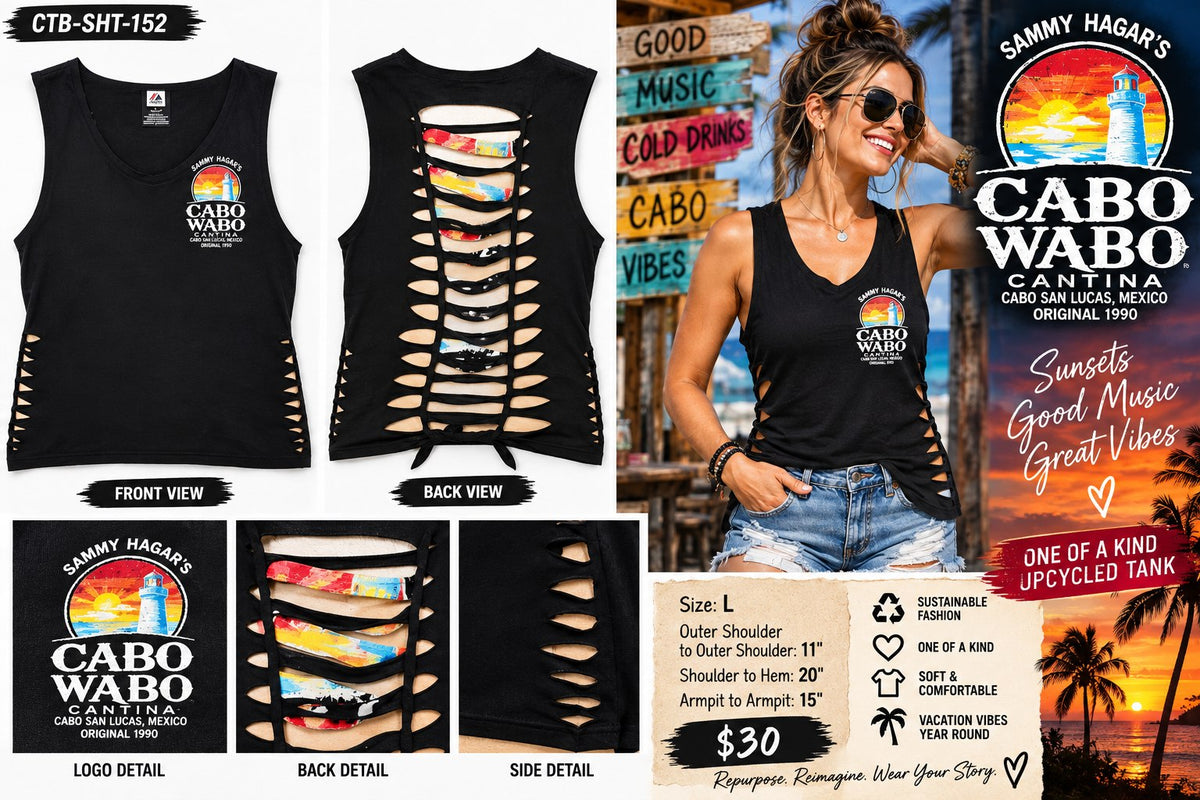 One-of-a-Kind Cabo Wabo Reworked Tank – Women’s Large - details and styling