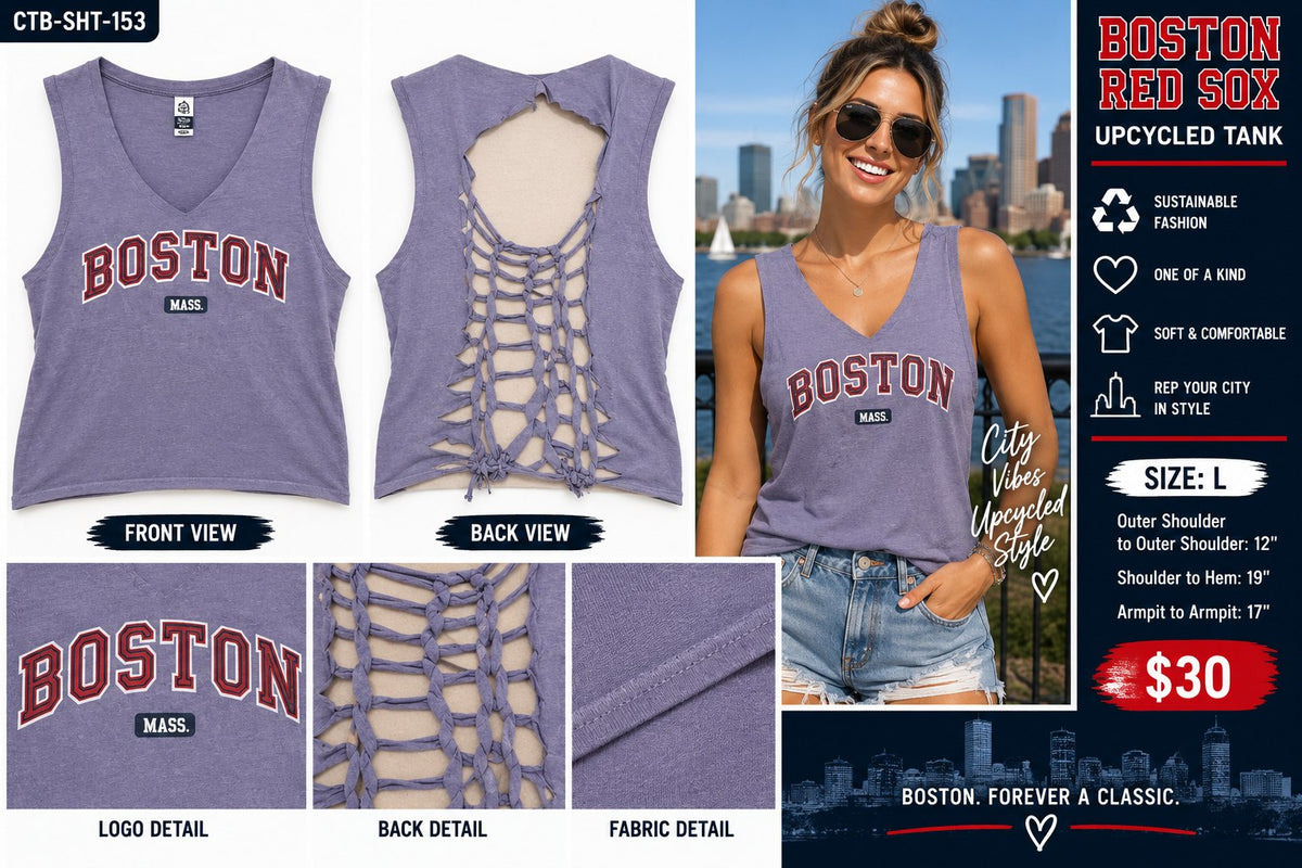 One-of-a-Kind Boston Red Sox Reworked Tank – Women’s Large - details and styling