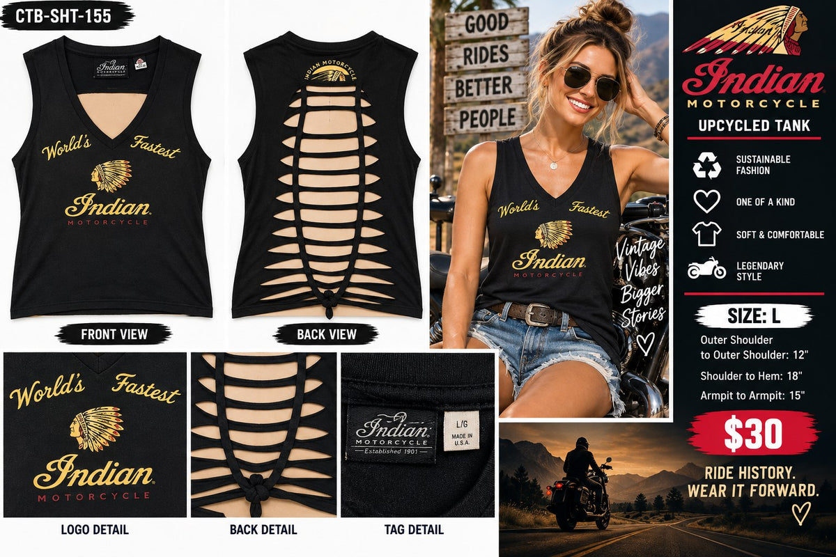 One-of-a-Kind World's Fastest Indian Reworked Tank – Women’s Large - details and styling