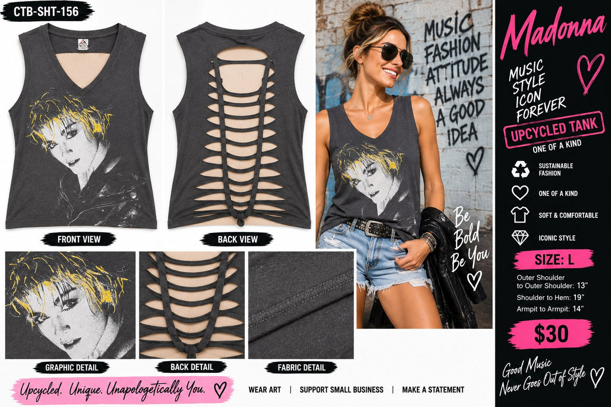 One-of-a-Kind Madonna Reworked Tank – Women’s Large - details and styling