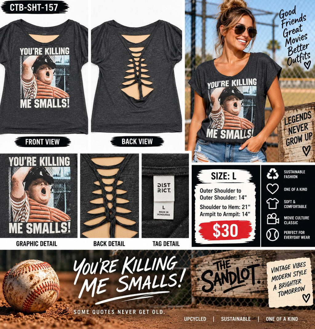 One-of-a-Kind You are Killing Me Smalls Reworked Shirt – Women’s Large - details and styling