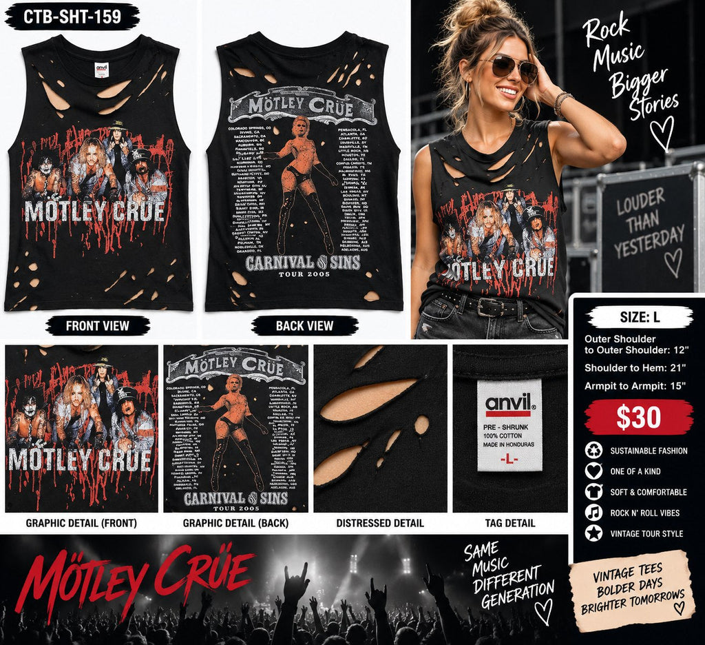 One-of-a-Kind Motley Crue Reworked Tank – Women’s Large - details and styling