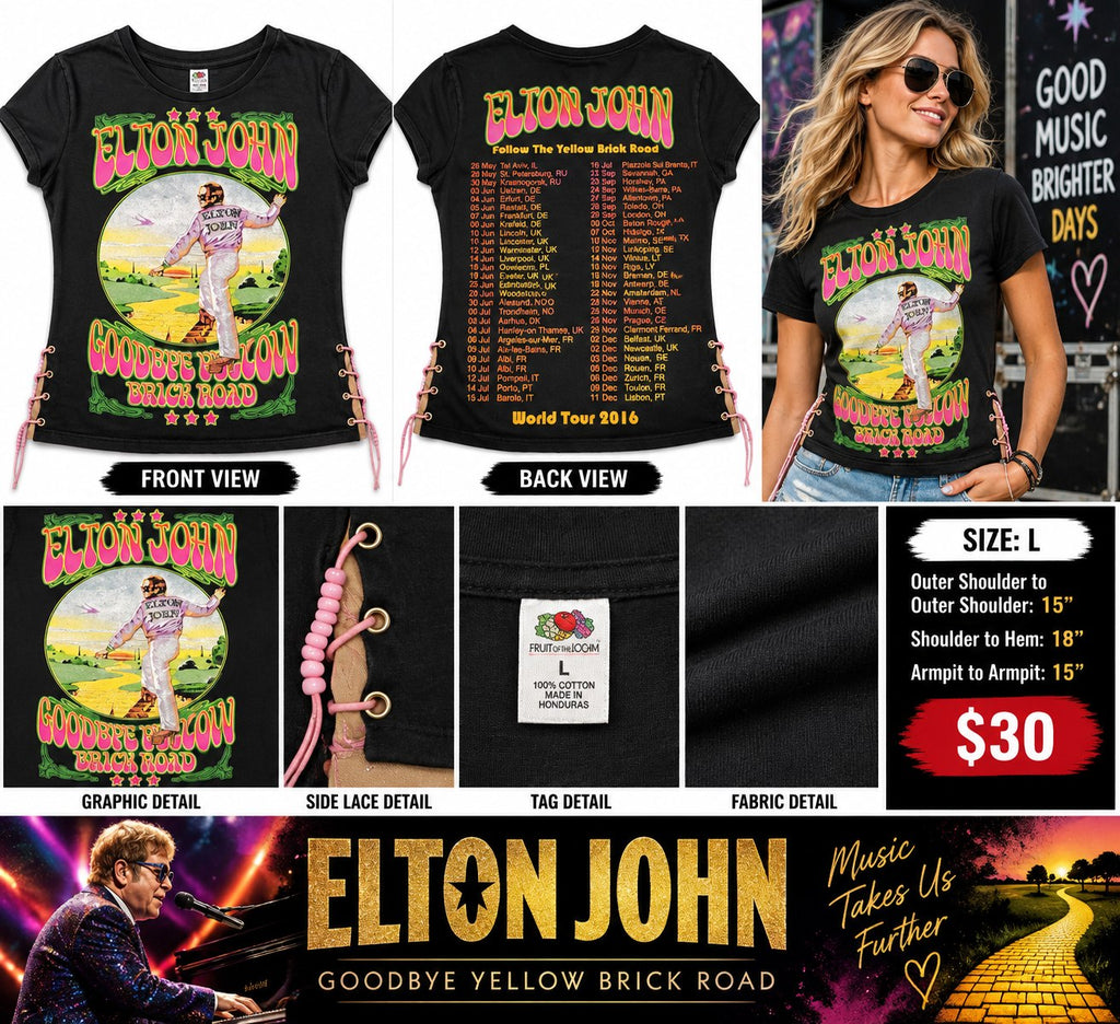 One-of-a-Kind Elton John Reworked Shirt – Women’s Large - details and styling