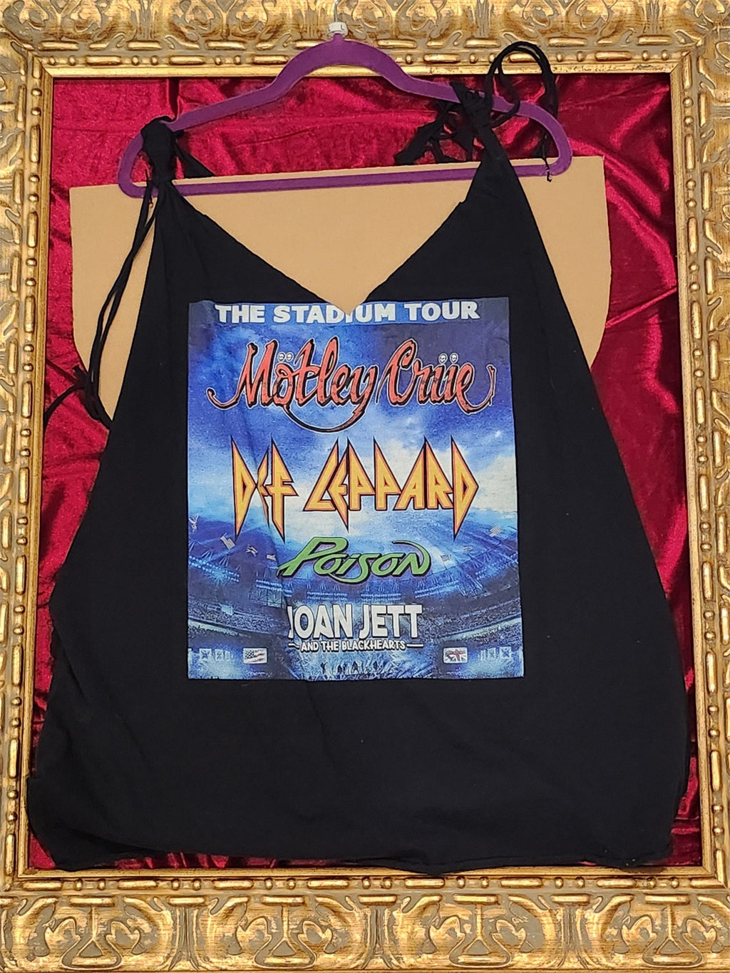 Motley / Def Leppard / Poison – One-of-a-Kind Women’s L Reworked Tank
