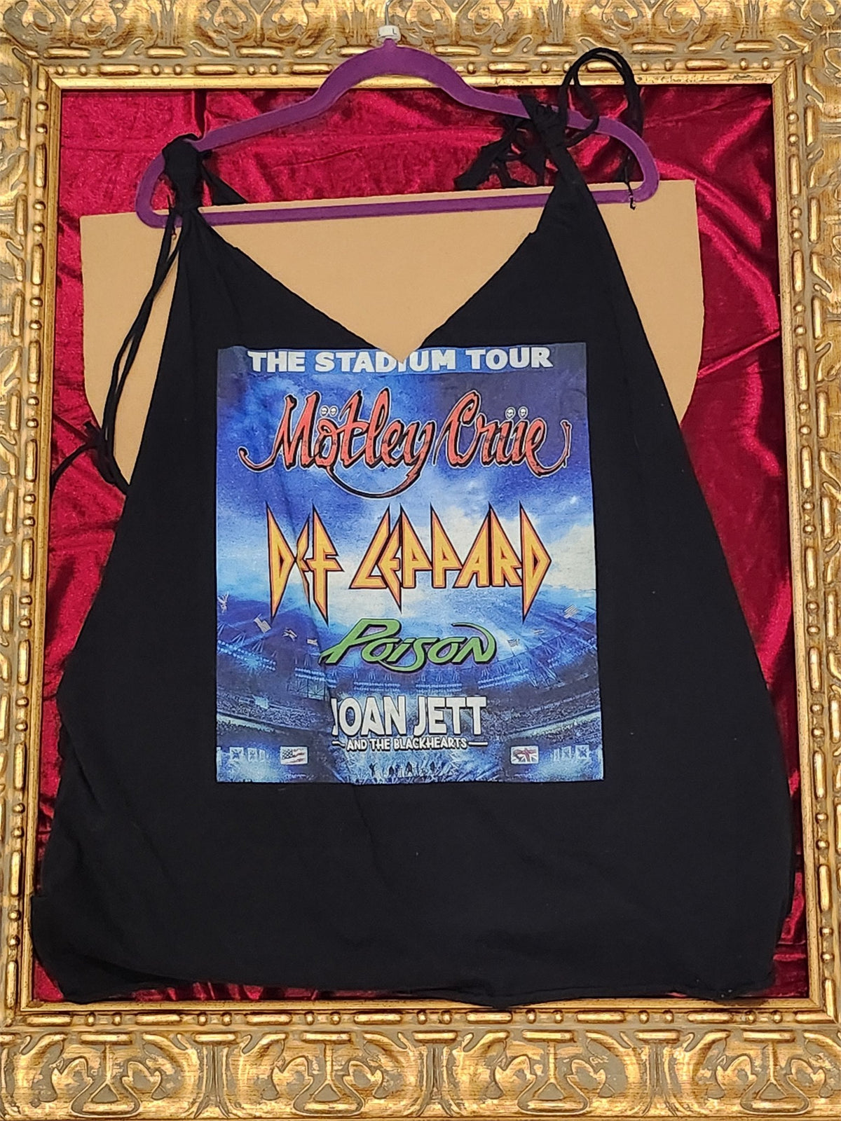Motley / Def Leppard / Poison – One-of-a-Kind Women’s L Reworked Tank