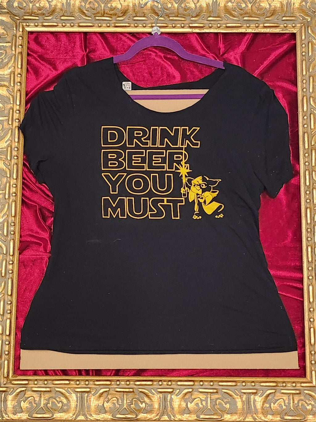 Drink Beer You Must – One-of-a-Kind Women’s L Reworked Shirt