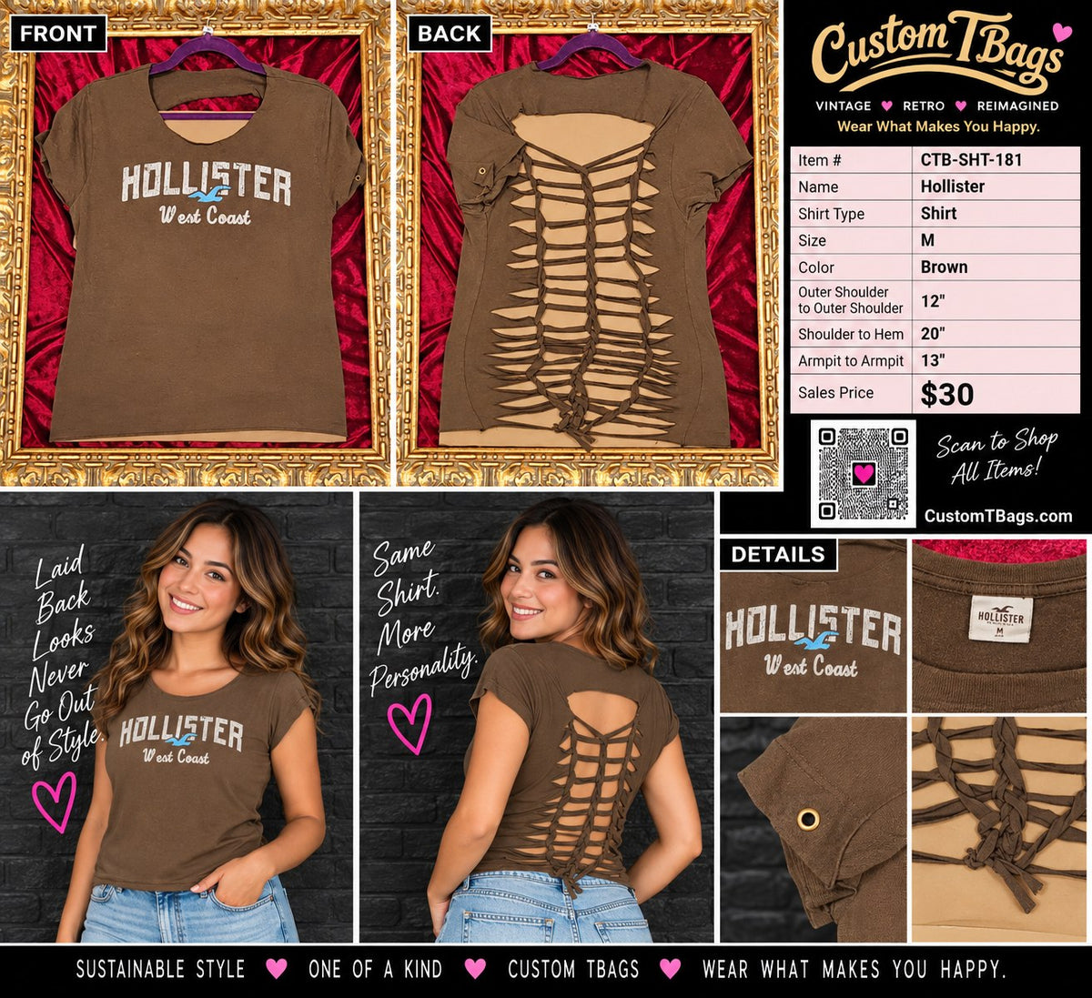 One-of-a-Kind Hollister Reworked Shirt – Size M - details and styling