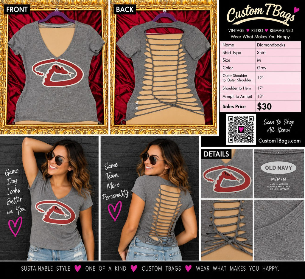 Diamondbacks – One-of-a-Kind Women’s M Reworked Shirt - details and styling