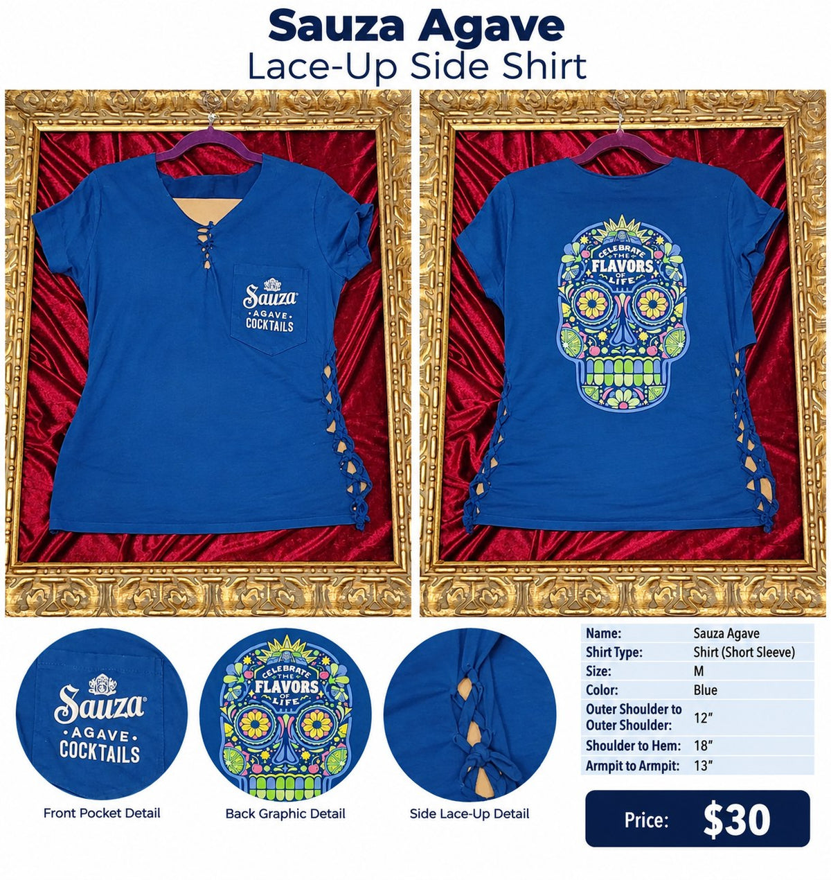 Sauza Agave – One-of-a-Kind Women’s M Reworked Shirt - details and styling