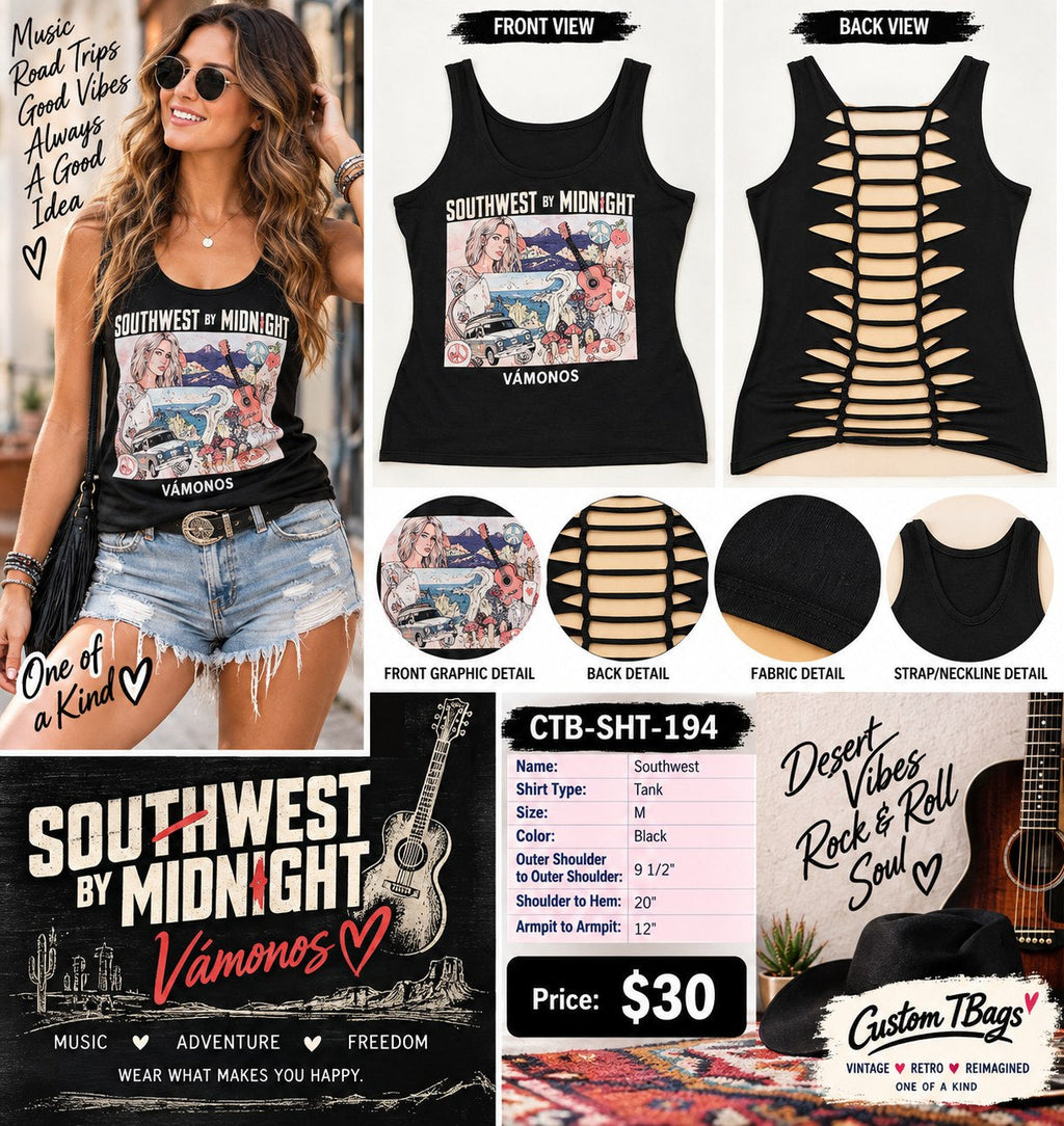Southwest – One-of-a-Kind Women’s M Reworked Tank - details and styling